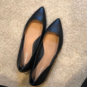 Calvin Klein Black Pointed Flats, Size 7.5